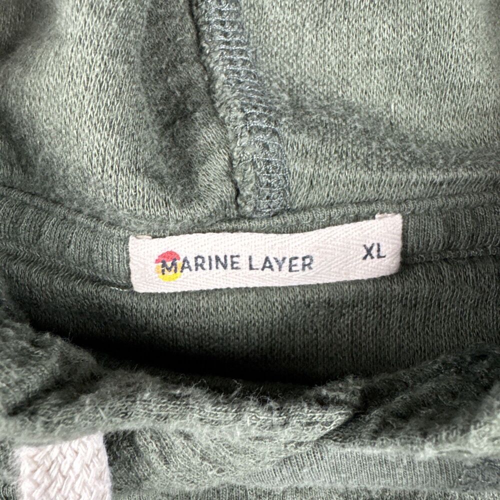 Marine Layer Hoodie Mens XL Green Waffle Knit Hiking Pullover - Picture 3 of 7